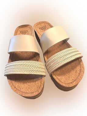 Reef Women's Beige Cork Slide Sandals